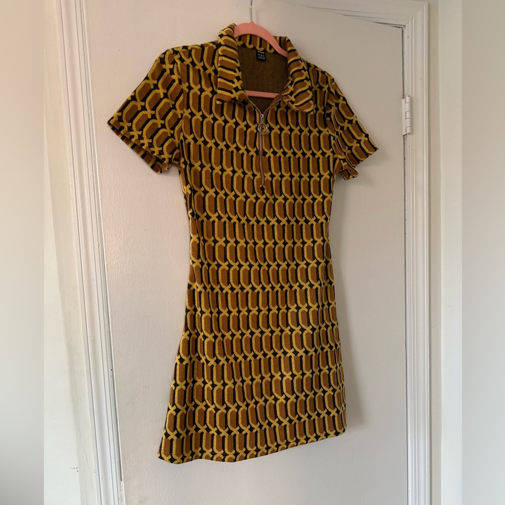 SHEIN Brown Geometric Mini Dress